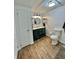 A bathroom with a decorative vanity and lighting fixture at 34344 Timberland Blvd, Wesley Chapel, FL 33543