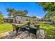 Inviting backyard with a cozy firepit, pool, and lush landscaping for outdoor enjoyment at 4135 Beach Se Dr, St Petersburg, FL 33705