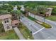 Gated community entrance with tiled roofs, lush landscaping, and pavers with Estancia signage at 4457 Ortona Ln, Wesley Chapel, FL 33543