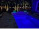 Outdoor pool with travertine tile, garden, and landscape lighting at 5526 14Th S Ave, Gulfport, FL 33707