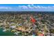 Overhead perspective points to a home in neighborhood near waterfront properties with boat access at 809 Royal Dr, Largo, FL 33770