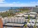 High angle aerial shot of the apartment and complex near the beach and the bay at 1100 N Shore Ne Dr # 304, St Petersburg, FL 33701