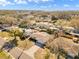 Aerial view showcasing the home's location and proximity to the water at 1510 Lakeside Dr, Dunedin, FL 34698