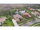 Aerial view of well-maintained home next to a pond, showcasing the landscaped lawn at 3637 Ballastone Dr, Land O Lakes, FL 34638