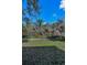 Lush backyard area with green grass, mature trees, and a walking path at 1182 Pine Ridge W Cir # B1, Tarpon Springs, FL 34688