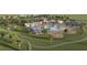 Aerial view showcasing a resort-style pool, tennis courts, and verdant landscaping at 37252 Clinch Cir, Zephyrhills, FL 33540