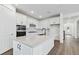Modern kitchen featuring an island, stainless steel appliances, and white cabinetry at 37252 Clinch Cir, Zephyrhills, FL 33540