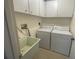 Functional laundry room features cabinets, utility sink and updated washer and dryer at 700 Starkey Rd # 1525, Largo, FL 33771