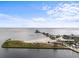 Expansive aerial view of beachfront access with a pier, marina, and landscaped park at 105 4Th Ne Ave # 405, St Petersburg, FL 33701