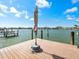 Dock featuring an umbrella on a sunny day with waterfront views at 16125 4Th E St, Redington Beach, FL 33708