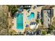 Aerial view of community pools including a Gathering pool, lap pool, and splash pad at 30 Stanton Cir, Oldsmar, FL 34677