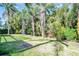 Lush backyard with mature tropical landscaping and a well maintained lawn at 375 Holly Hill Rd, Oldsmar, FL 34677