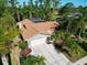 Home showcasing mature palm trees, solar panels, and a pristine front yard landscape at 375 Holly Hill Rd, Oldsmar, FL 34677