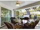 Inviting screened porch with comfortable seating and a hot tub, perfect for relaxation at 5839 Garden Lakes Dr, Bradenton, FL 34203