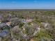 Aerial view of the home nestled among lush trees, with a screened-in pool and a spacious yard at 6107 Ibispark Dr, Lithia, FL 33547
