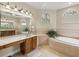 Charming bathroom featuring a tub with tile surround, vanity area, and natural light for a serene space at 6107 Ibispark Dr, Lithia, FL 33547