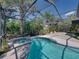 Spacious screened-in pool patio with lush landscaping provides a serene and private outdoor retreat at 6107 Ibispark Dr, Lithia, FL 33547