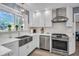 Charming kitchen with stainless steel appliances, white cabinets and counters, and stylish backsplash at 6300 6Th N Ave, St Petersburg, FL 33710