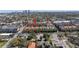 Aerial view highlighting the condo community, nearby amenities, and its location relative to downtown Tampa at 2402 W Azeele St # 423, Tampa, FL 33609