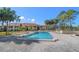 Beautiful community pool surrounded by palm trees, lounge chairs, and well-maintained landscaping at 8003 Bardmoor Pl # 204, Seminole, FL 33777