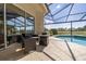 Relaxing screened patio featuring comfortable seating and an inviting view of the pool and lush landscaping at 4906 Turtle Creek Trl, Oldsmar, FL 34677