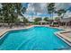 Beautiful swimming pool area featuring ample seating, a pool house, and landscaped surroundings at 4906 Turtle Creek Trl, Oldsmar, FL 34677