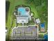 Aerial view of community clubhouse, pool, playground, and parking area, surrounded by lush green landscaping at 5850 Silverside Pine Ct, Bradenton, FL 34211