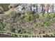 Aerial view of the home backing onto a wooded area and a pond at 12030 Steppingstone Blvd, Tampa, FL 33635