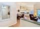 Open floor plan featuring hardwood floors, neutral walls, and natural light at 13439 Norman Cir, Hudson, FL 34669