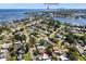 Aerial view shows the location of the home, nearby waterways, and its proximity to downtown St. Pete at 3934 Huntington Ne St, St Petersburg, FL 33703