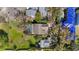 Overhead aerial of the property featuring a swimming pool, a well-manicured lawn, and a mature tree canopy at 4603 S Bartlett St, Tampa, FL 33611