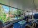 Relaxing screened porch offering views of the well maintained back yard at 5029 29Th S Ave, Gulfport, FL 33707