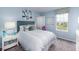 Close up bedroom featuring a modern design, stylish decor, and a well-lit nightstand at 13336 Tropical Breeze Way, Hudson, FL 34669