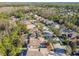 An aerial shot offers a wide view of homes lining streets amid greenery, hinting at a quiet, Gathering-friendly neighborhood at 15807 Leatherleaf Ln, Land O Lakes, FL 34638