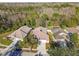 Residential street featuring well-kept lawns and trees with views to a wooded area and a pond at 15807 Leatherleaf Ln, Land O Lakes, FL 34638