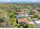 Aerial view of homes in a lush neighborhood with golf course, surrounded by mature trees and landscaping at 3819 Brooksworth Ave, Tarpon Springs, FL 34688