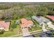 Areal view of tile-roofed houses, featuring a private pool in a lush, landscaped neighborhood at 3819 Brooksworth Ave, Tarpon Springs, FL 34688