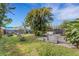 This grassy backyard features a barbeque grill and a privacy fence, perfect for outdoor entertaining at 80 Squire Ct, Dunedin, FL 34698