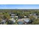 Aerial view showcasing homes in a leafy neighborhood with views of the distant city skyline at 8006 N Ola Ave, Tampa, FL 33604