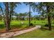 Scenic view of a walking path through a green space with mature trees and manicured lawns at 2446 Bentley Dr, Palm Harbor, FL 34684