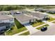 Aerial view of a well-planned community featuring single-Gathering homes, green spaces, and a tranquil pond at 38602 Finn Clover Ln, Zephyrhills, FL 33540