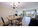 Open-concept living area with tile flooring, dining table, and a view of the city skyline from the windows at 400 64Th Ave # 1108, St Pete Beach, FL 33706