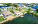 Discover a waterfront community from above, showcasing homes with private docks, offering easy access to boating and scenic water views at 4390 6Th Isle Dr, Hernando Beach, FL 34607