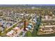 A high-angle view of a canal-front neighborhood with easy access to the waterways at 4834 W Flamingo Rd, Tampa, FL 33611