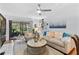 Cozy living room features stylish decor, ample natural light, and seamless access to the screened lanai at 5100 Burchette Rd # 1606, Tampa, FL 33647