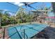 The backyard has a relaxing screened-in pool, perfect for outdoor enjoyment at 5101 Estates Cir, Sarasota, FL 34243