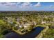A high aerial shot of the property highlighting the unique multi-building layout of the home at 8001 Orient Ne Way, St Petersburg, FL 33702