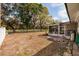 Backyard with lush trees, a chainlink fence, screened in patio and lush greenery at 8001 Orient Ne Way, St Petersburg, FL 33702