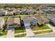 Community aerial view capturing the home, backyard pool, landscaping, and surrounding neighborhood at 8887 Little Bluestem Dr, Land O Lakes, FL 34637