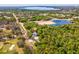 Aerial view of a home surrounded by lush greenery, with easy access to community lake and serene atmosphere at 920 E Lake Dr, Tarpon Springs, FL 34688